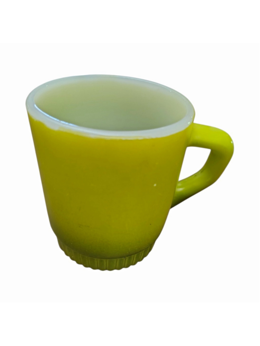 vintage Fire-King avocado green ombre Milk Glass Mug